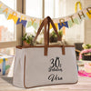 a canvas bag with a 30th birthday message on it