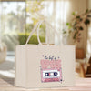 a white bag with a picture of a cassette tape on it