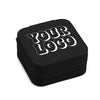 A black square container with the text "YOUR LOGO" printed on it in a stylized font.