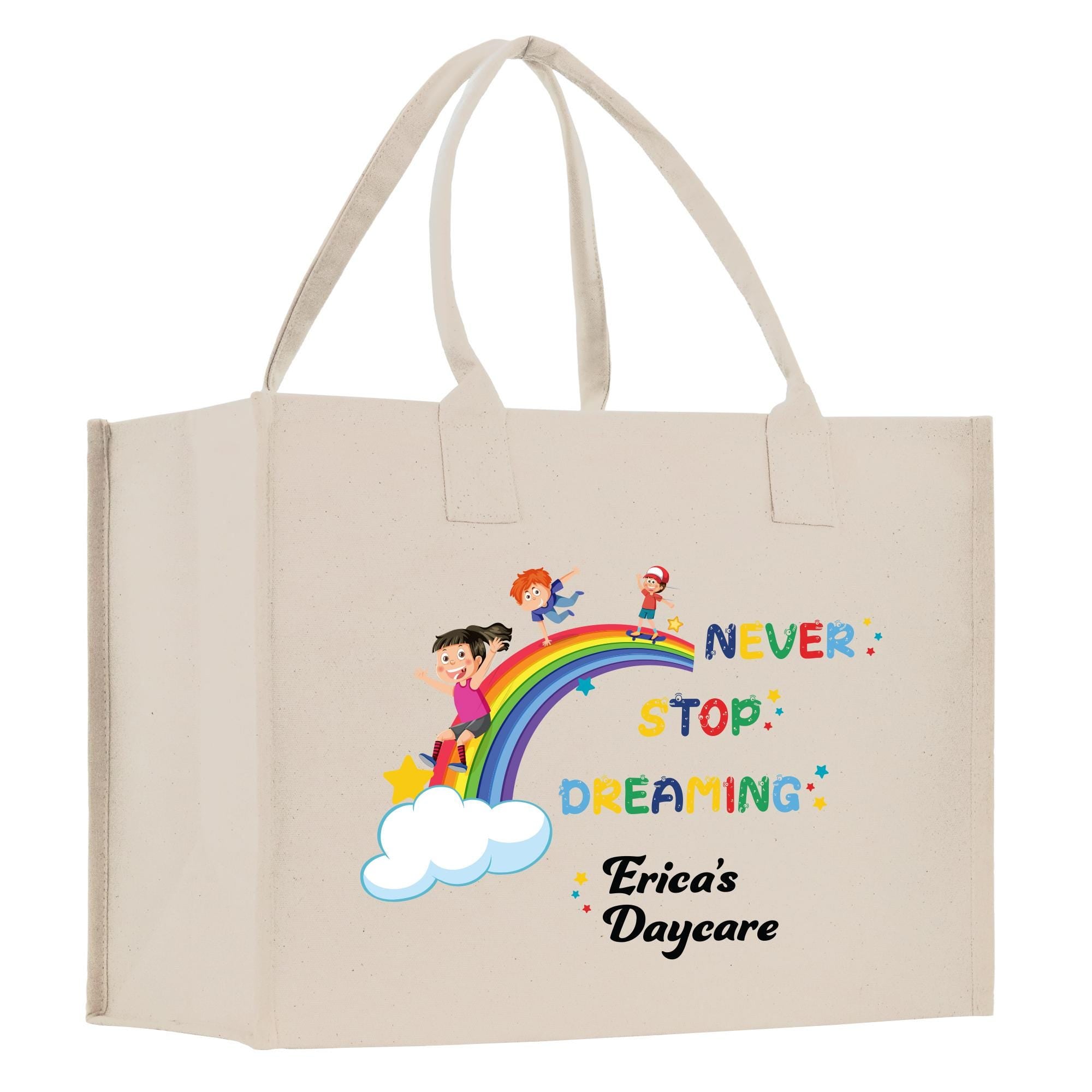 a white bag with a cartoon character on it