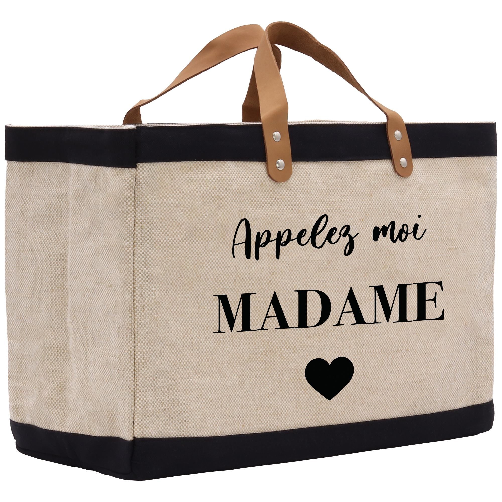 a bag that says apples not madame with a heart