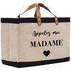 a bag that says apples not madame with a heart