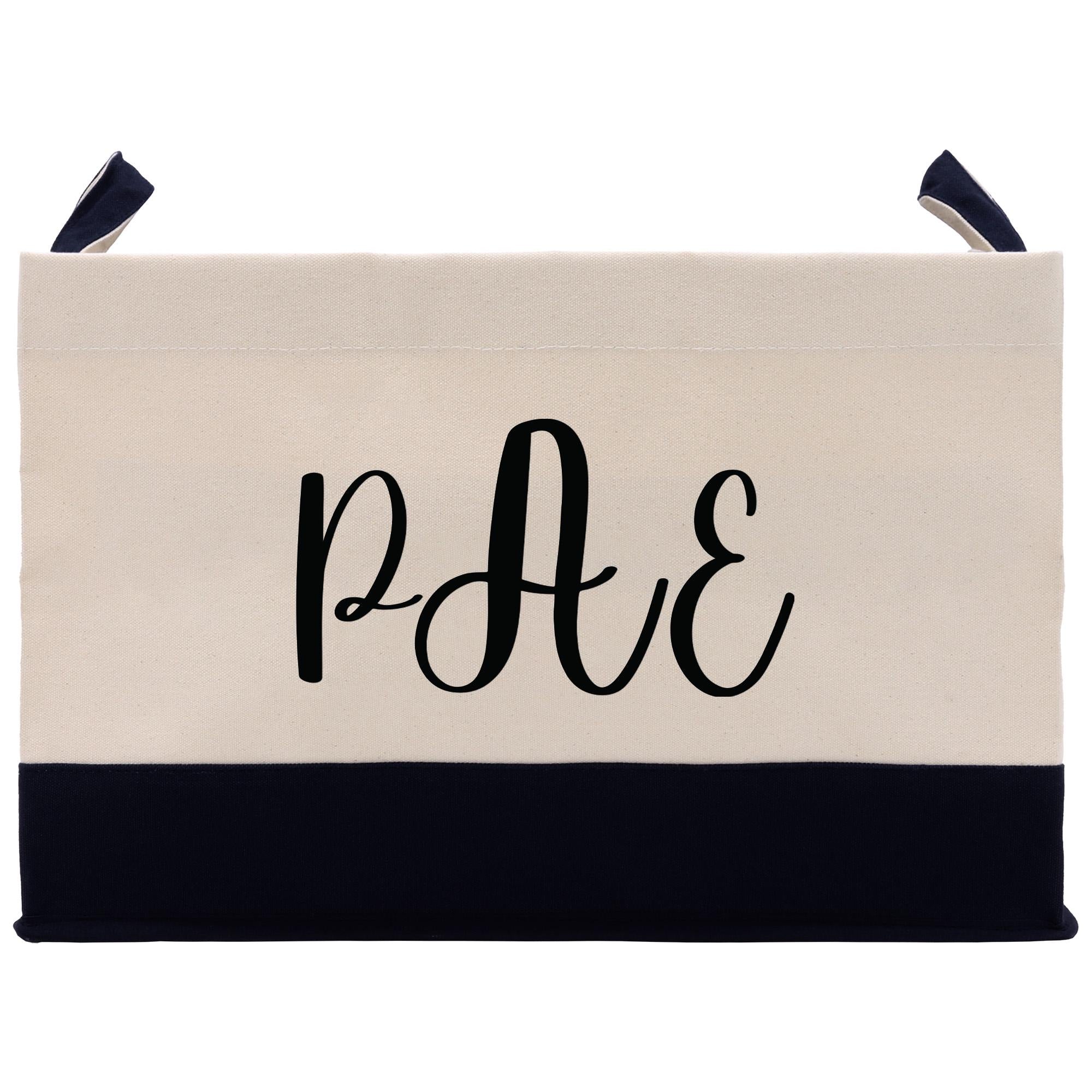 Monogram Storage Basket Bag Personalized Home Organizer Custom (MSB1001)