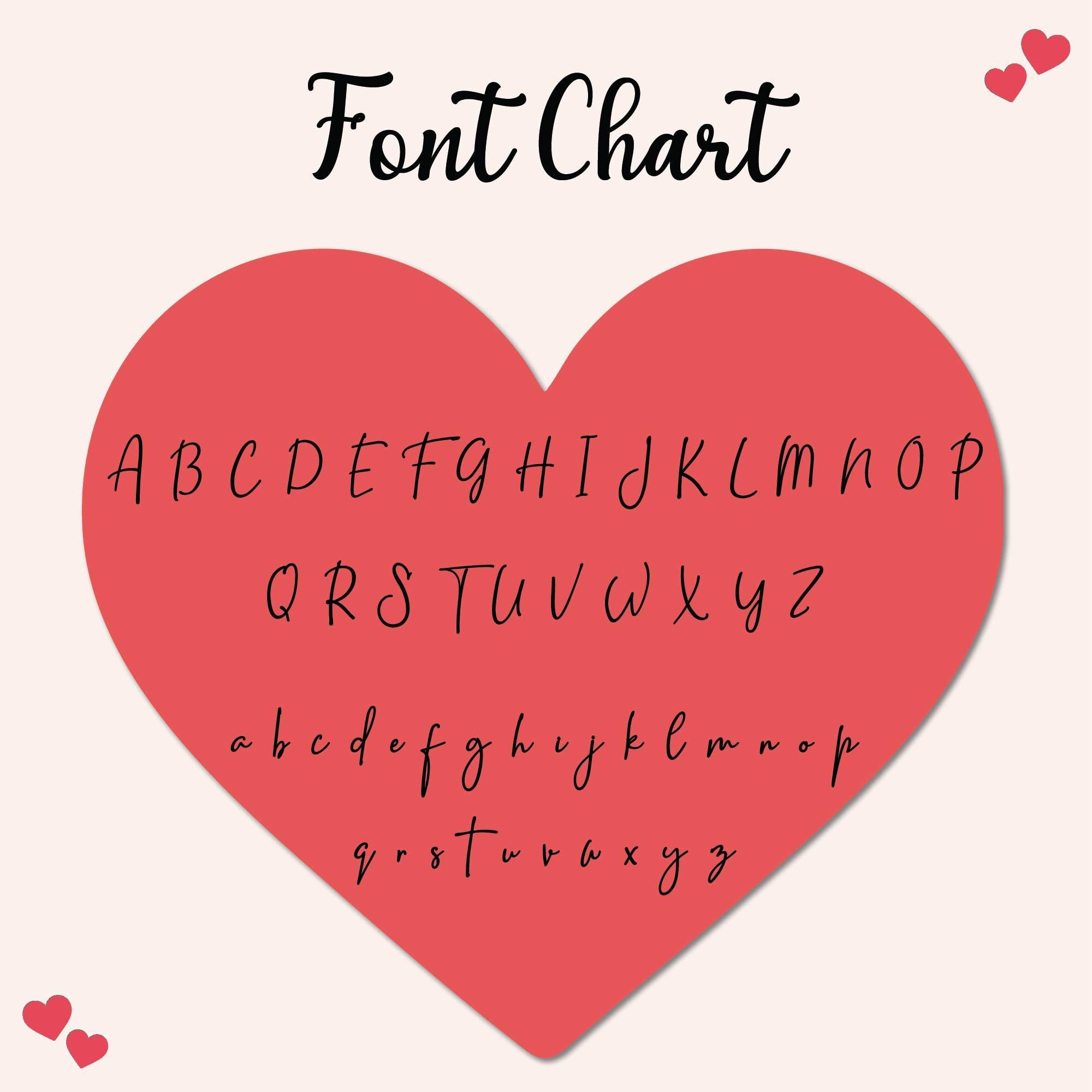 a heart shaped font with a lower case and lower case