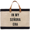 a black and white bag with the words in my senora era on it