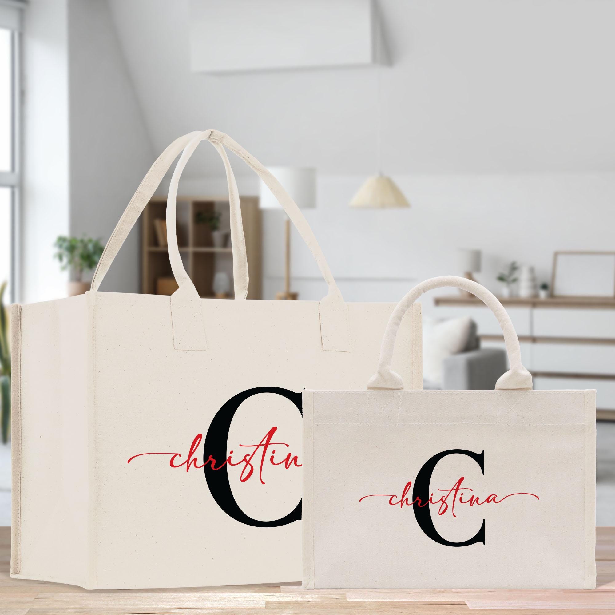 a couple of bags sitting on top of a wooden table