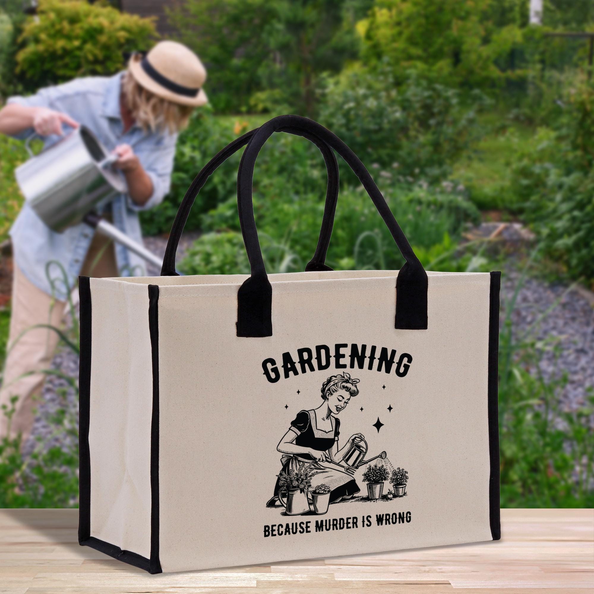 a woman is watering her garden with a watering can