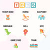 a poster with different types of toys on it