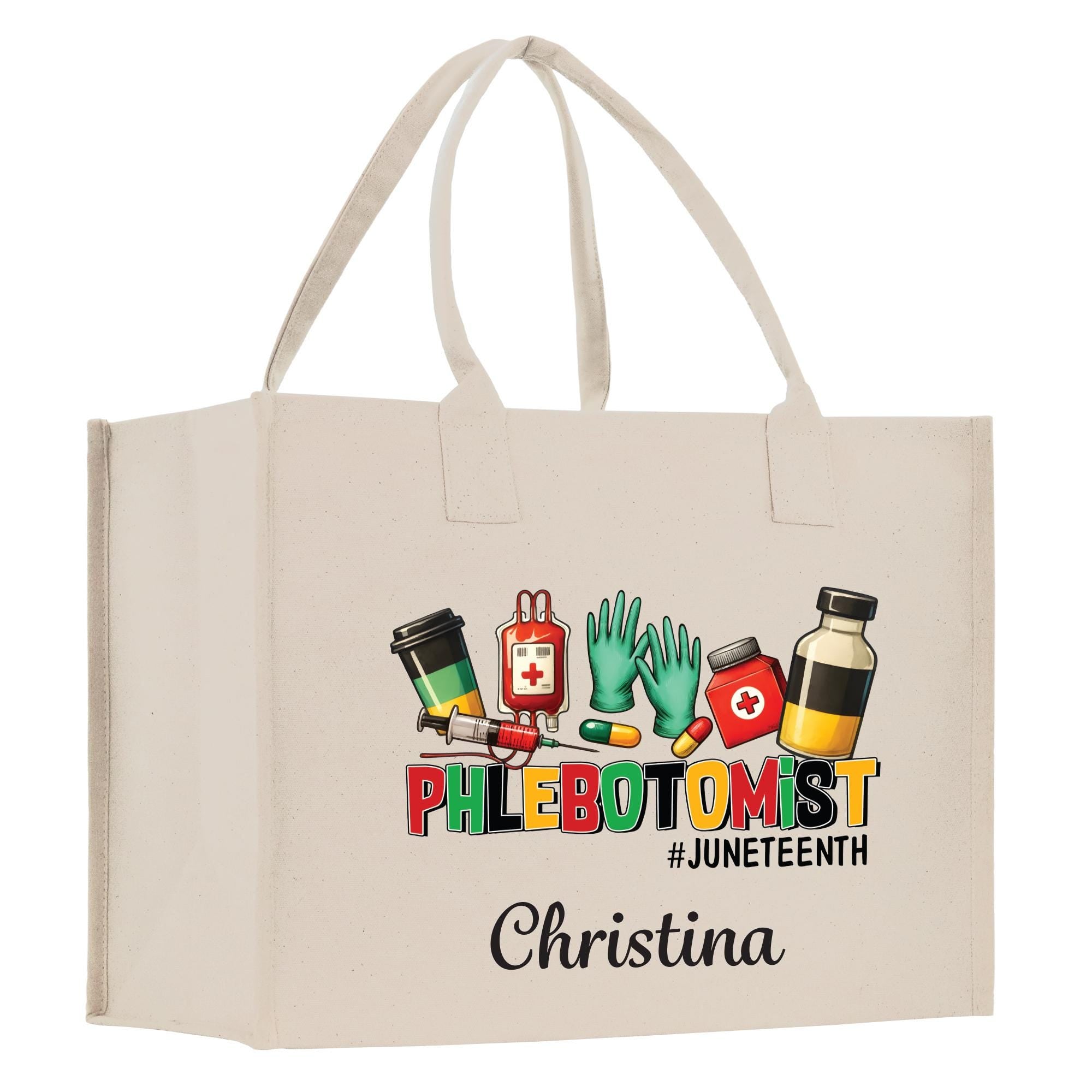 a white shopping bag with the words phebotomst on it