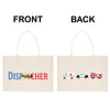 two shopping bags with different designs on them