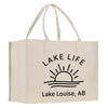 a white bag with the lake life logo on it