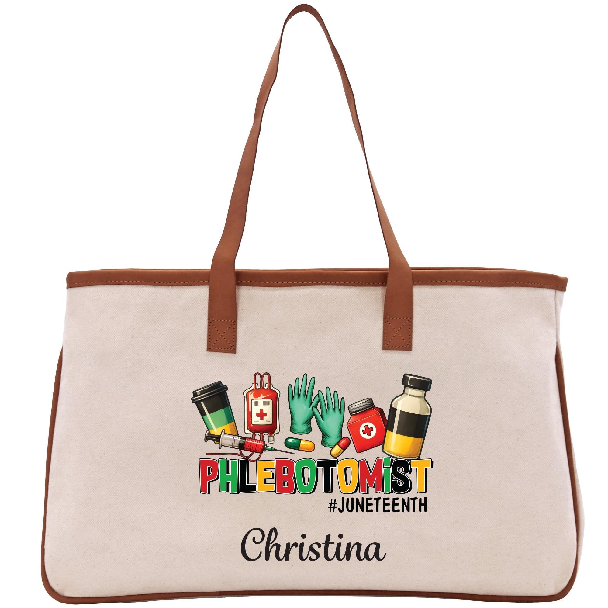 a white bag with a picture of a bottle of pills on it