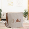 a canvas bag with the word julia printed on it