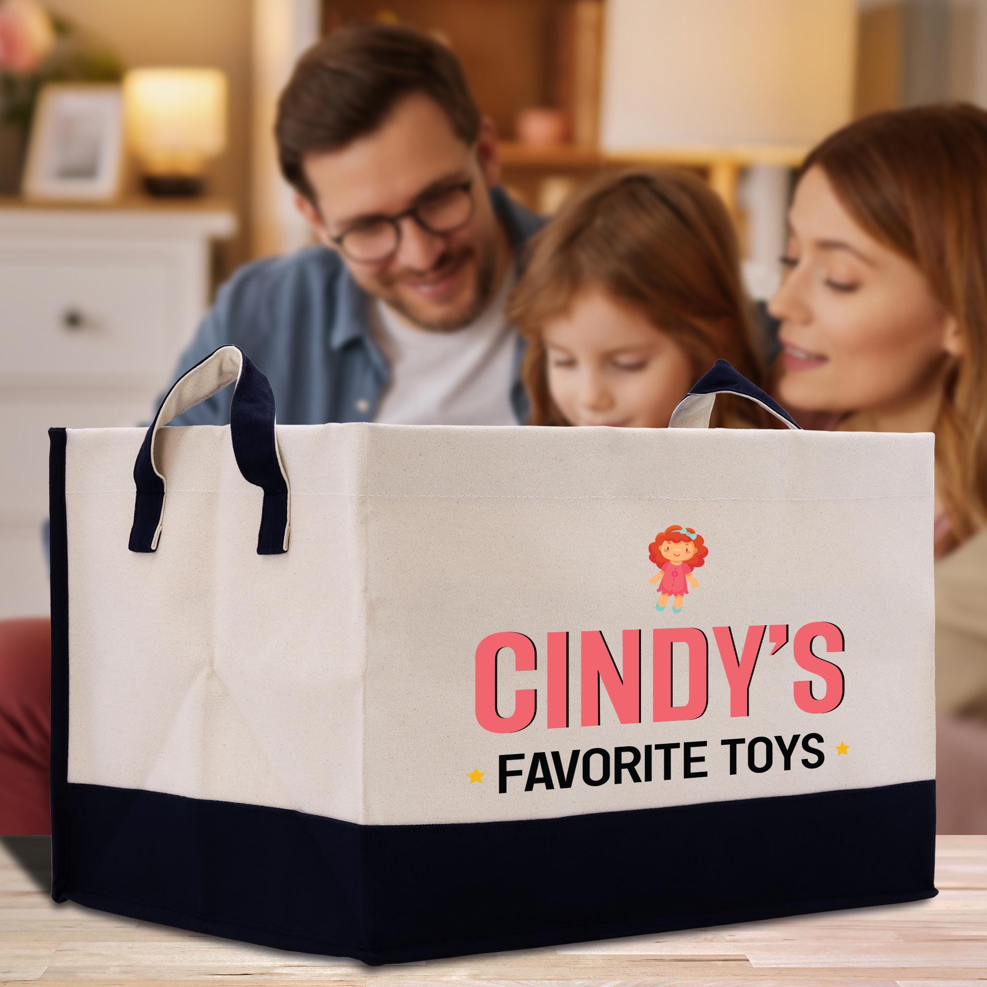 a man and a woman looking at a shopping bag