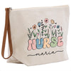 a canvas bag with a floral design on it