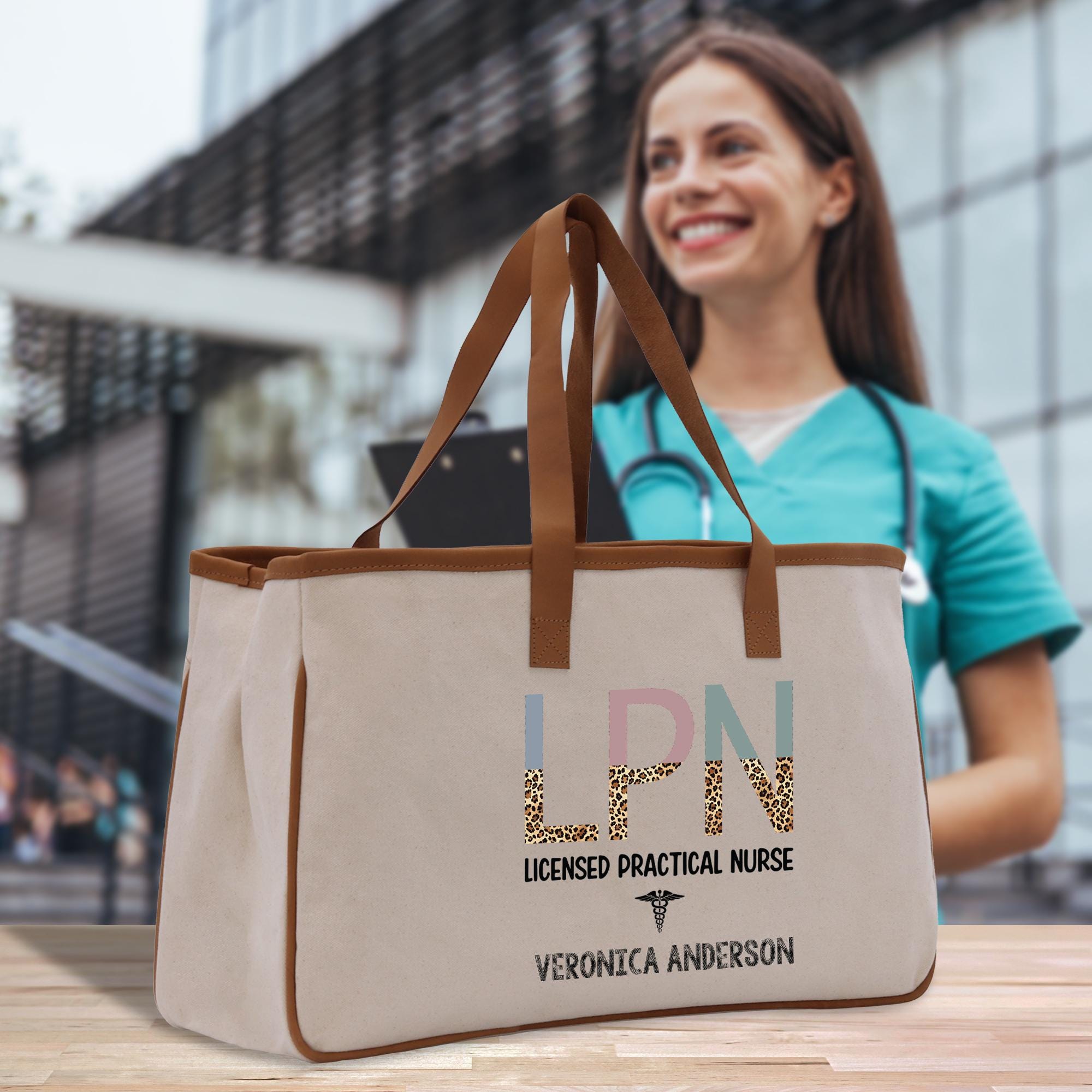 Personalized LPN Licensed Practical Nurse Cotton Canvas Tote Bag Custom Future Nurse Gift Nursing Student Graduation Gift Tote Bag (NT1017)