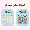 two different colored crayons with the words design color chart