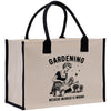 a white bag with a black handle that says gardening because murder is wrong