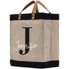 a jute bag with the letter j on it