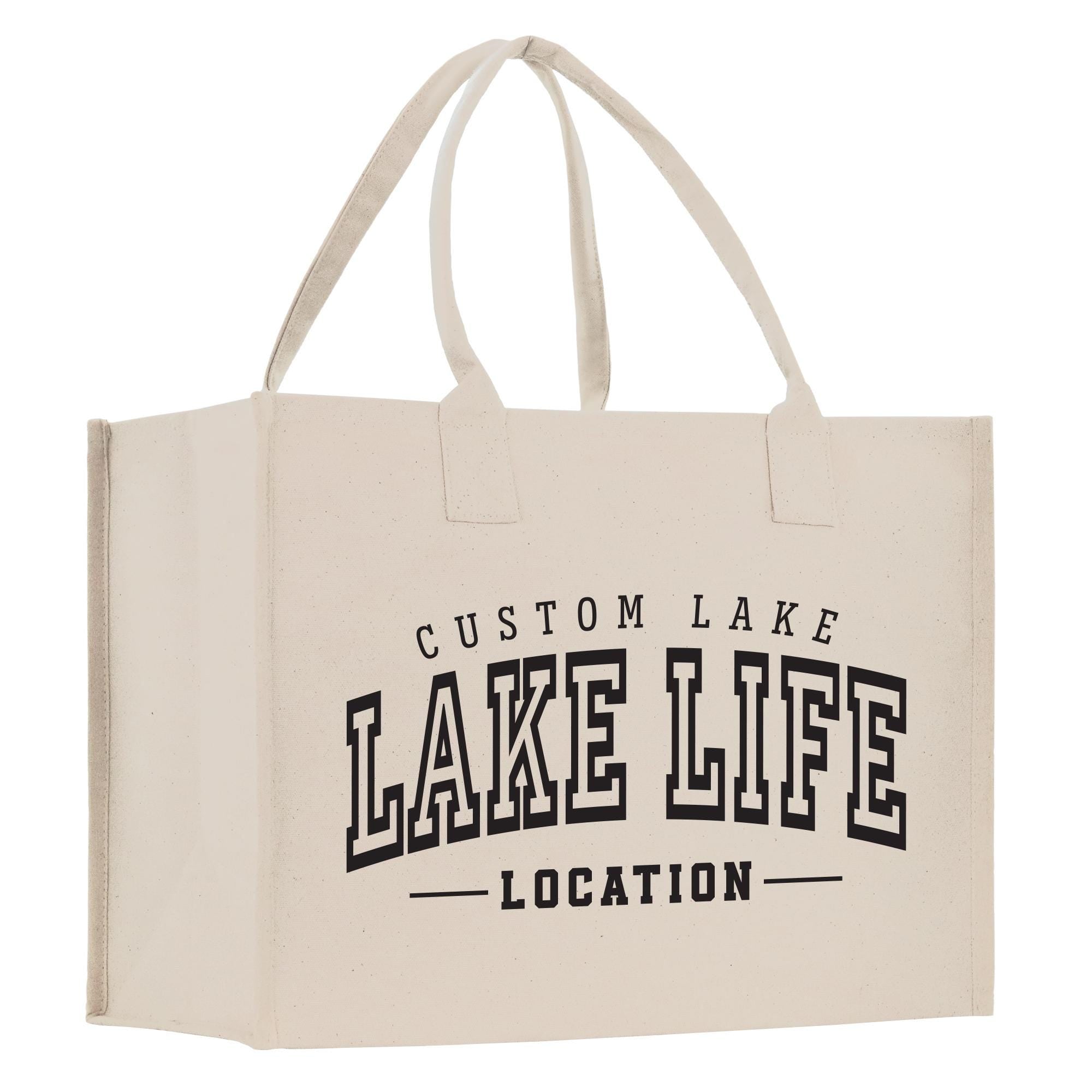 a white bag with the words lake life on it