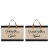 two bags with the words grandmother of the bride and grandmother of the groom