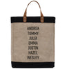 a tote bag with the names of different languages