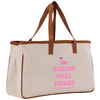 a white bag with a pink flamingo on it