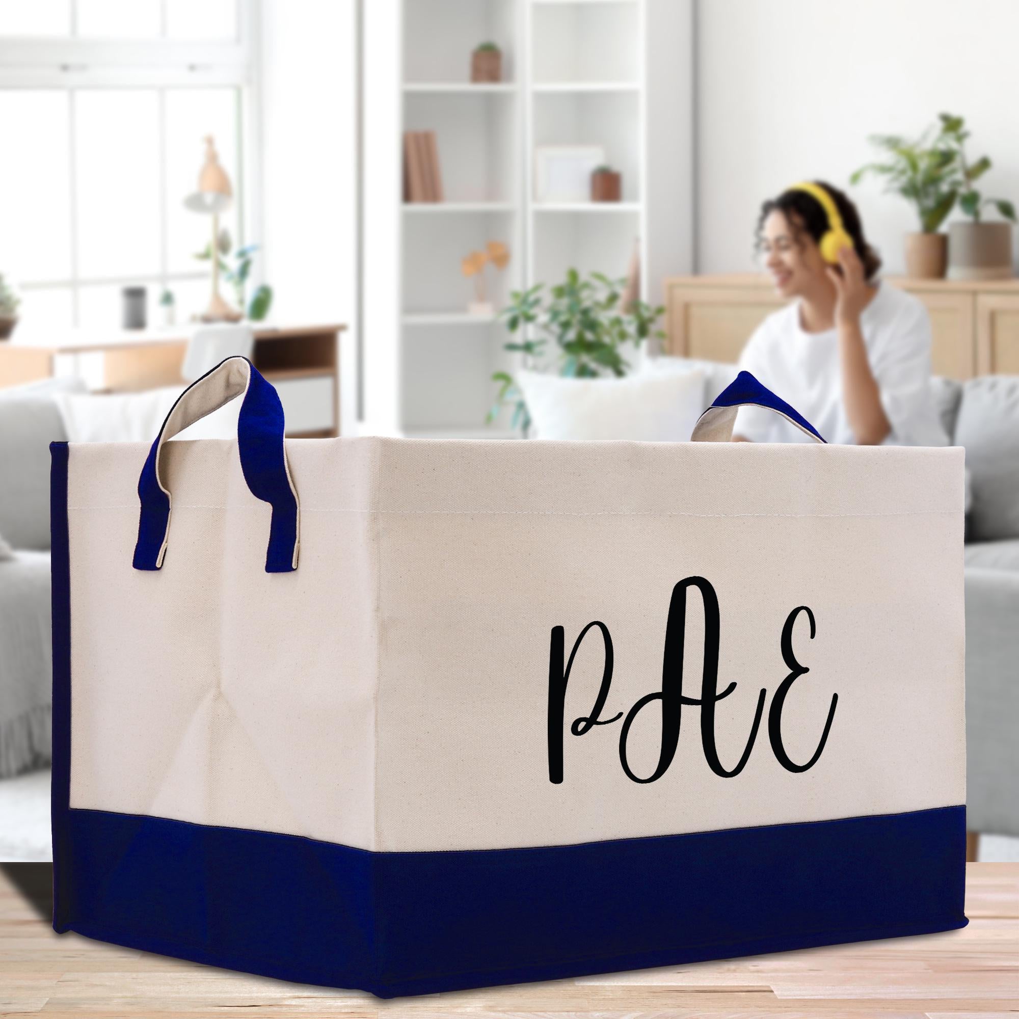 Monogram Storage Basket Bag Personalized Home Organizer Custom (MSB1001)