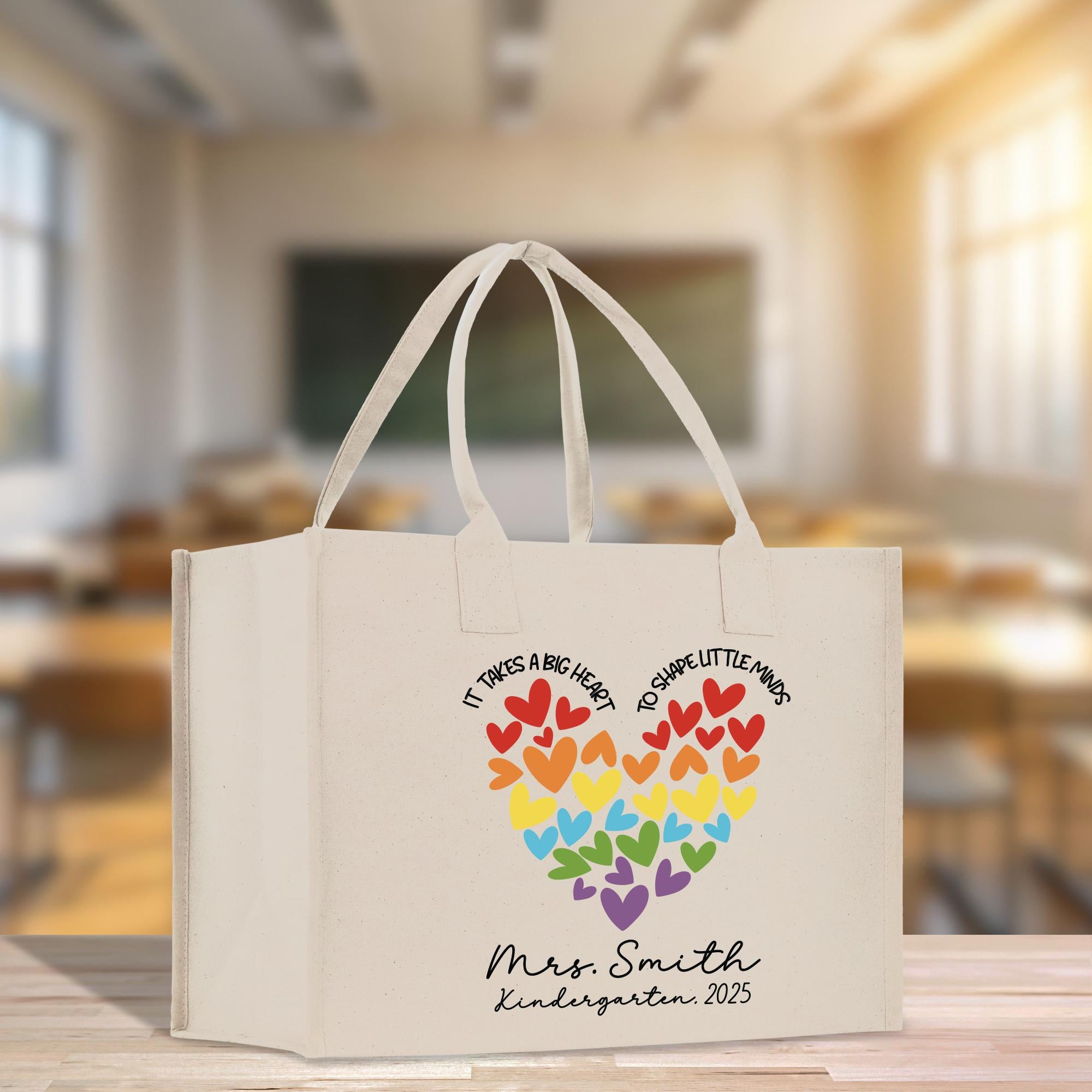 a white bag with a colorful heart on it