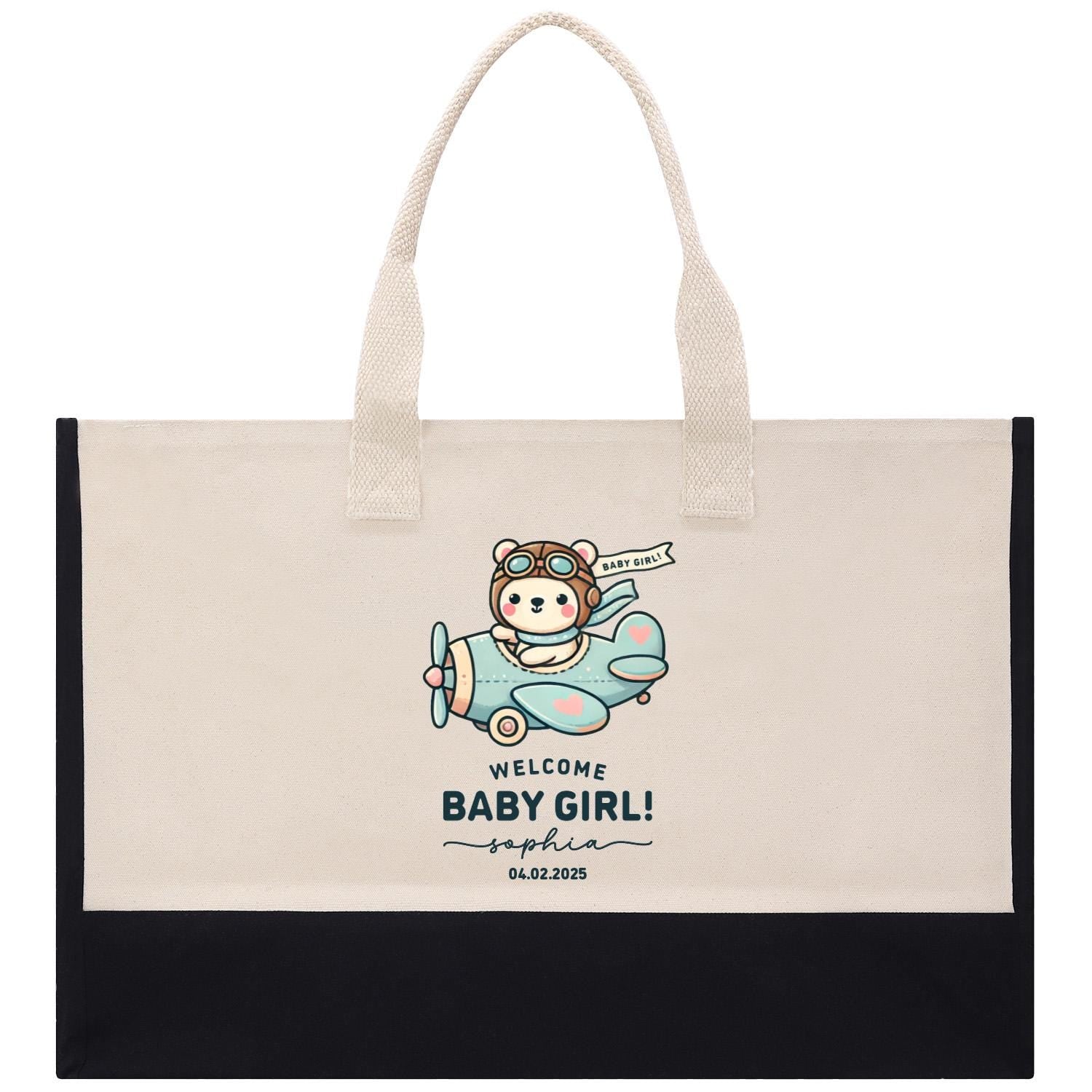 a black and white bag with a cartoon character on it