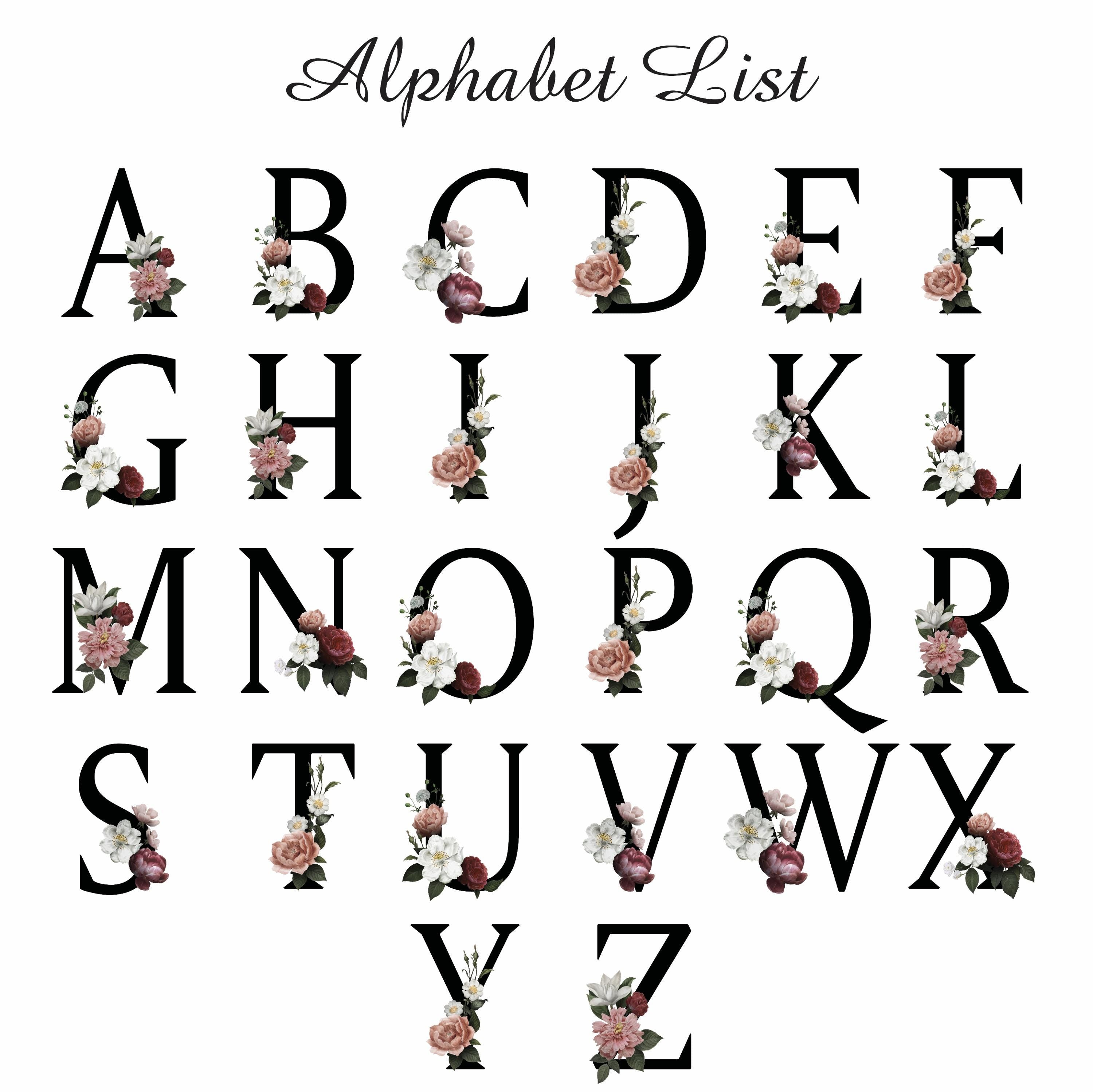 the alphabet with flowers on it