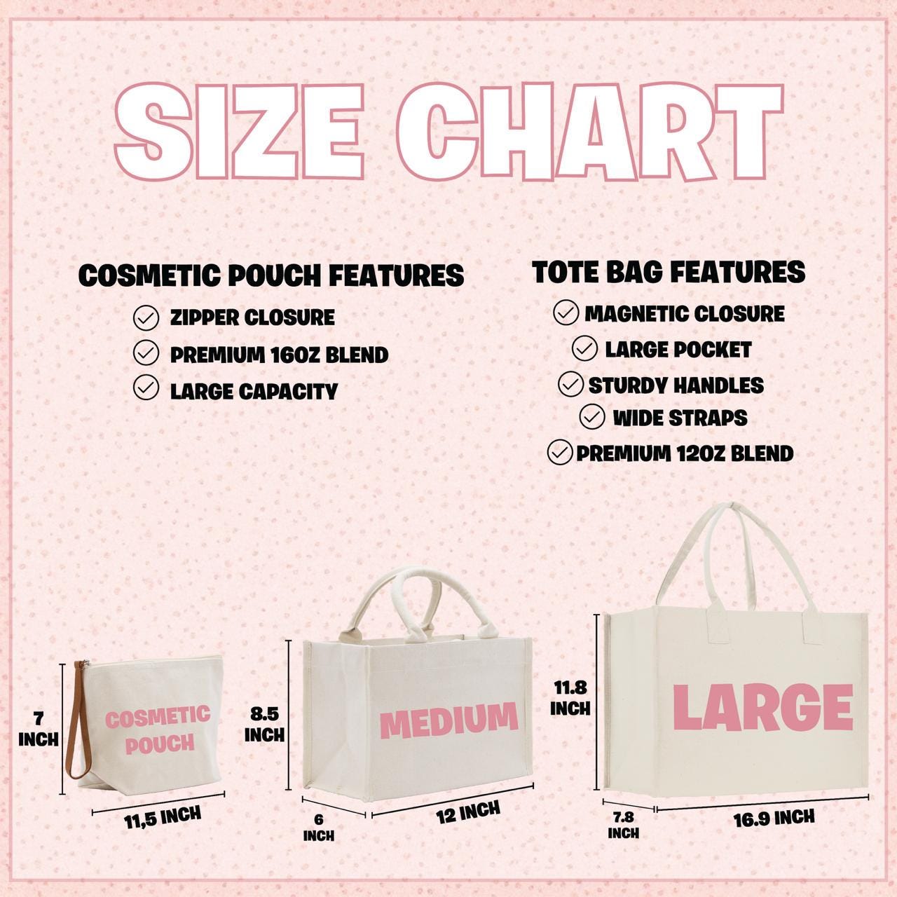 a large white bag with measurements and measurements for it