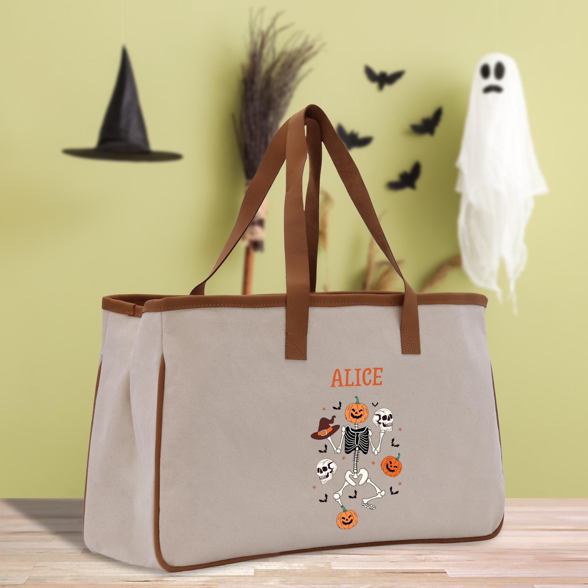 a trick or treat bag sitting on top of a table