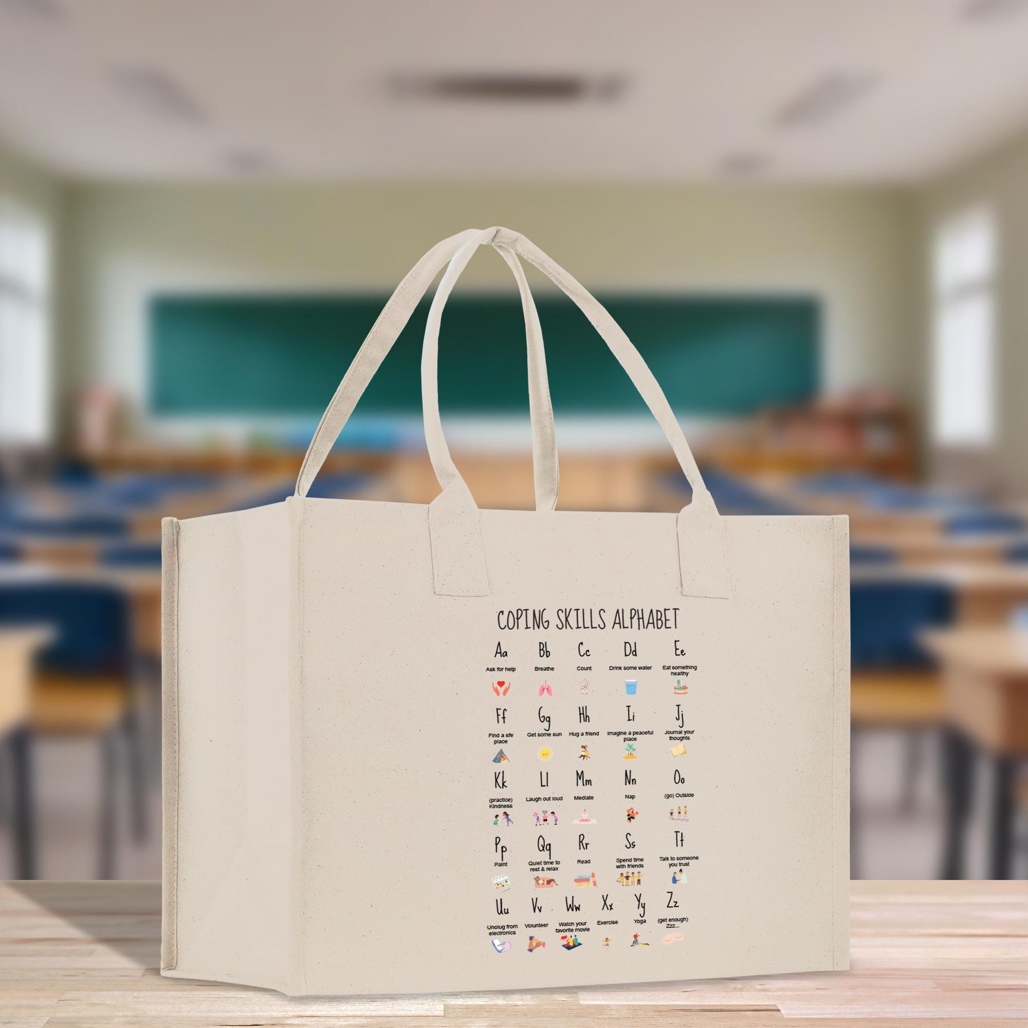 a white shopping bag with a calendar on it