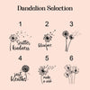 the dandelion selection is shown in black and white