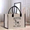 a tote bag with a picture of a cat on it