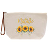 a white bag with sunflowers on it