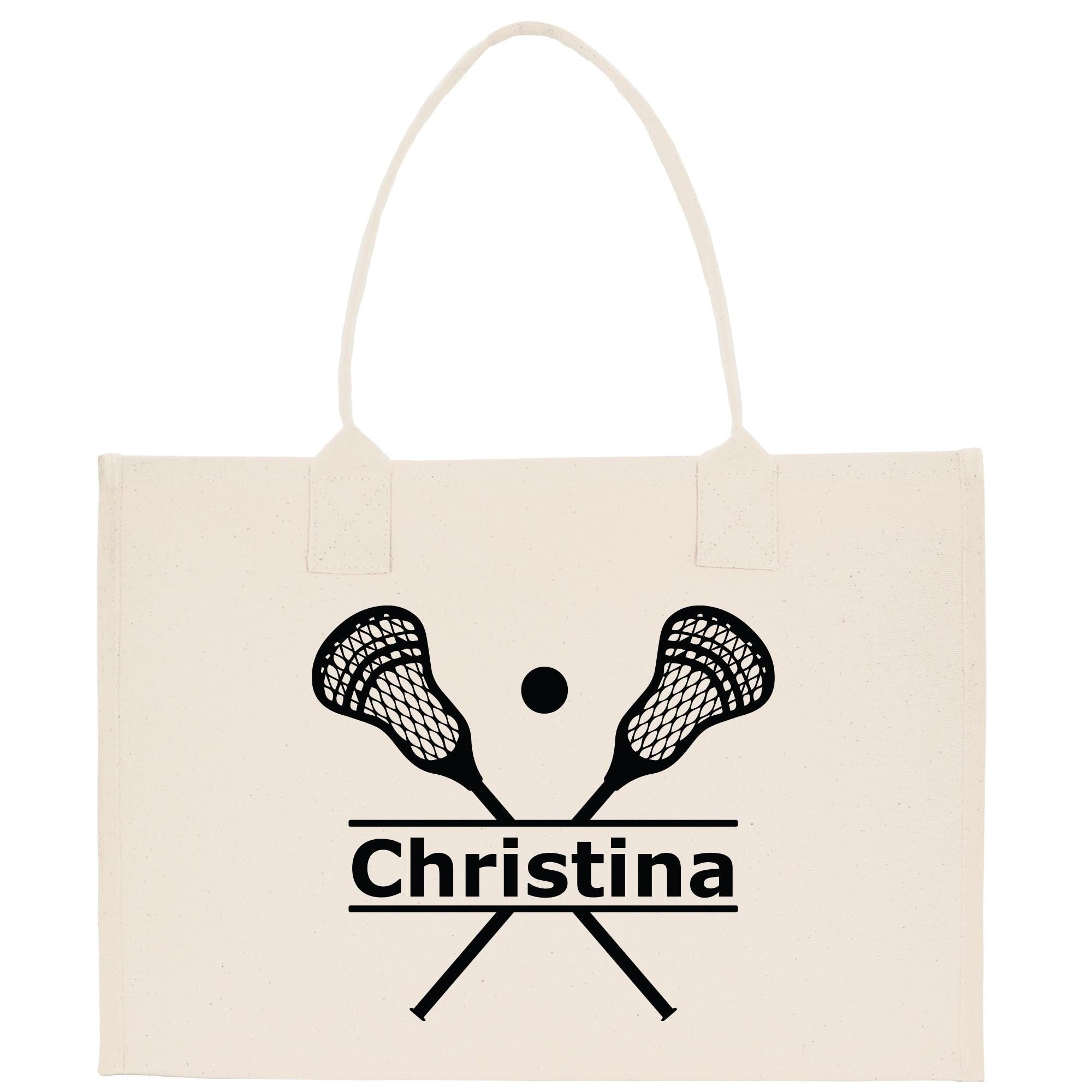 a tote bag with two tennis rackets on it