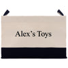 a black and white bag with the word alex's toys on it