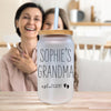 a woman hugging a woman with a personalized mason jar
