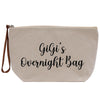a white bag with black writing on it