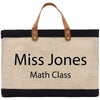 a black and white bag with the words miss jones on it