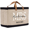 a personalized canvas tote bag with leather handles