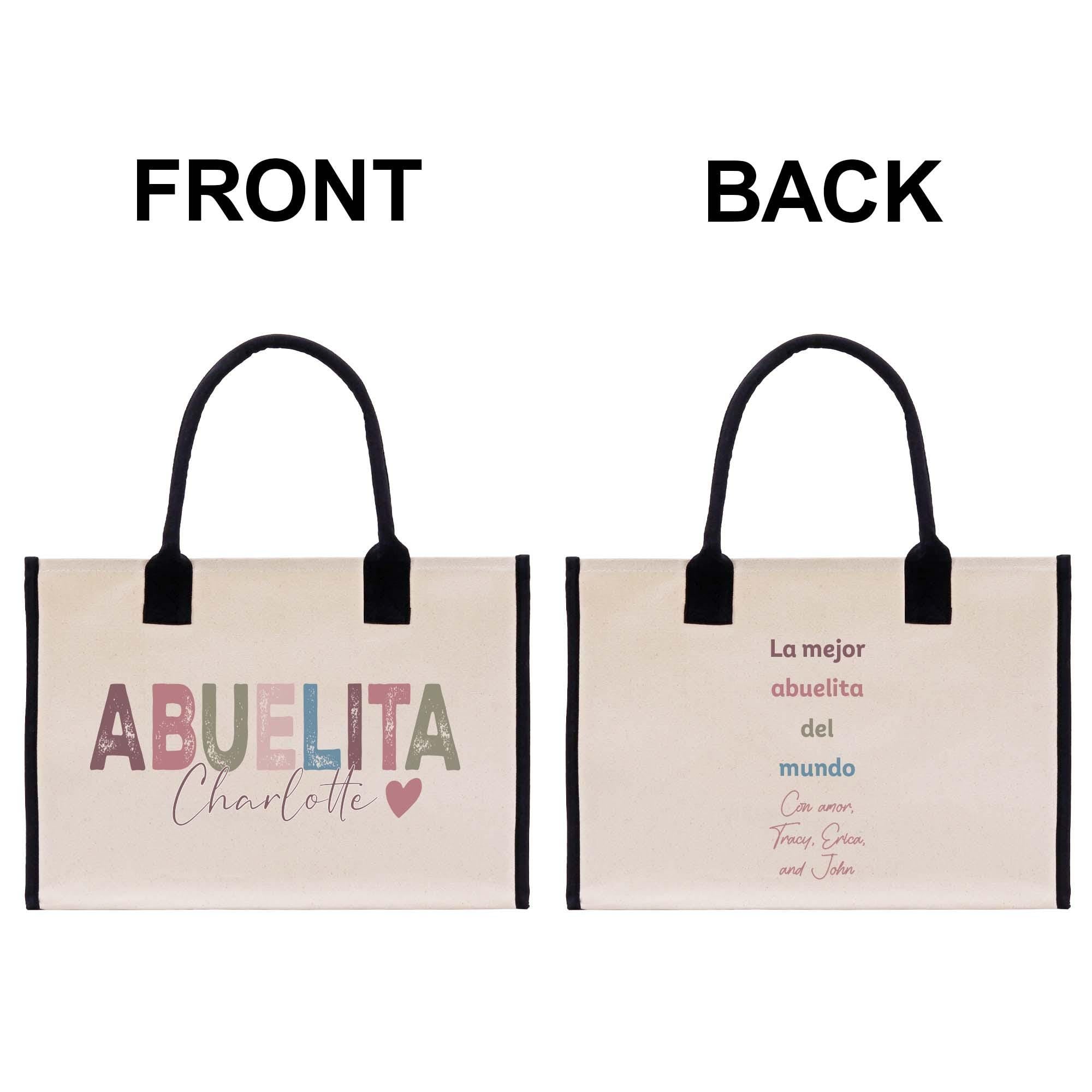 two shopping bags with different words on them
