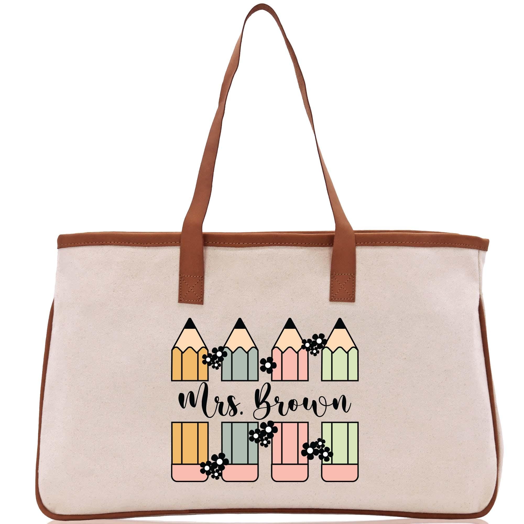 a canvas bag with a picture of a beach house