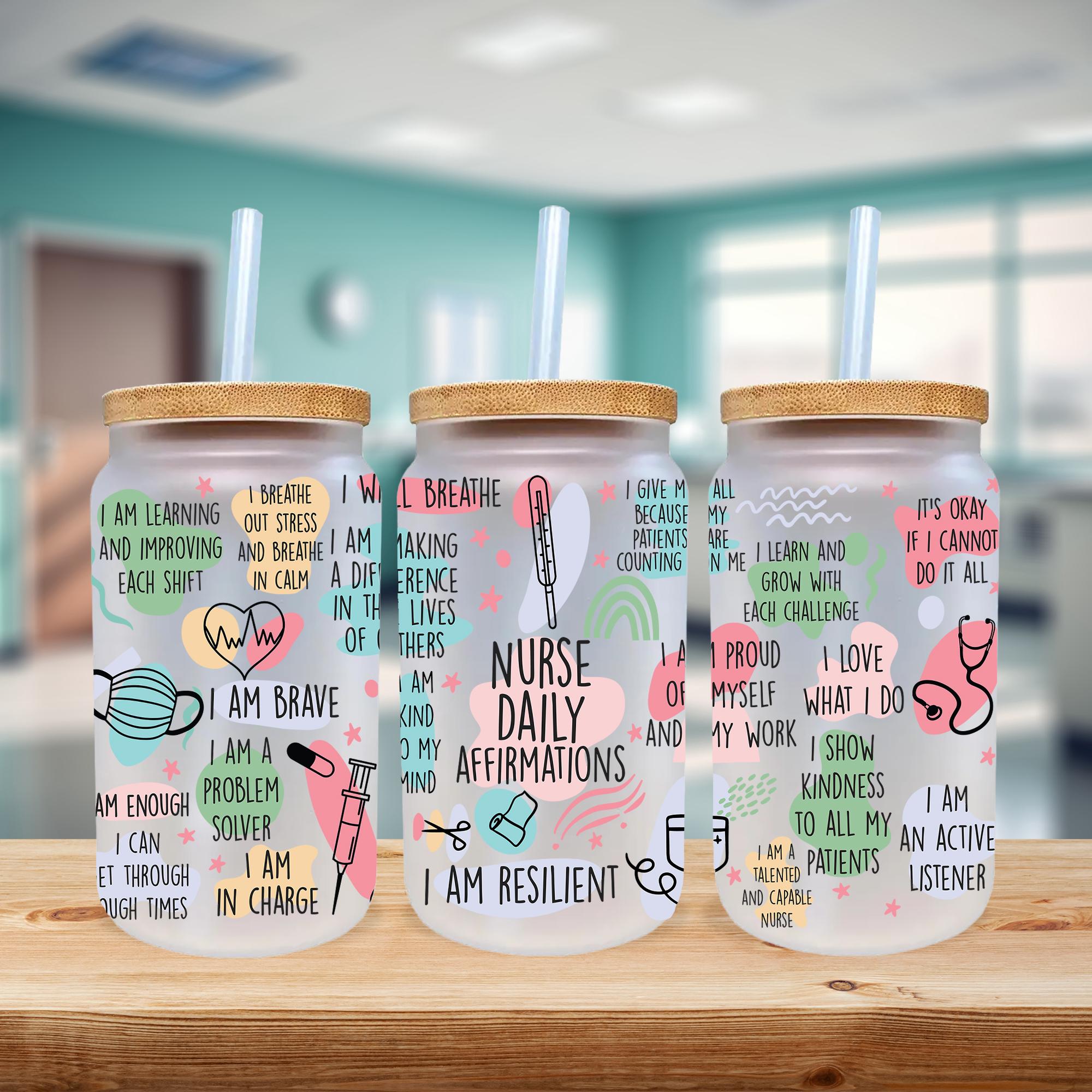 three personalized tumblers with a message on them