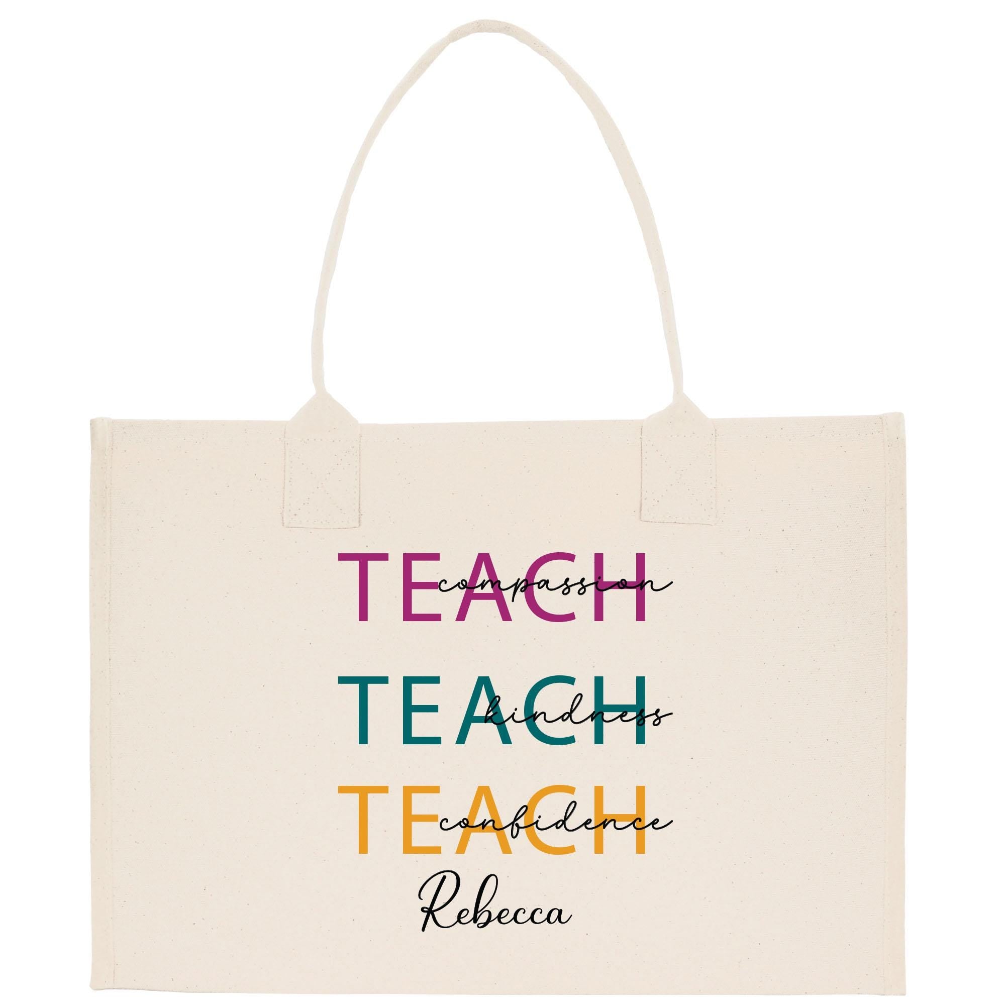 a tote bag with the words teach on it