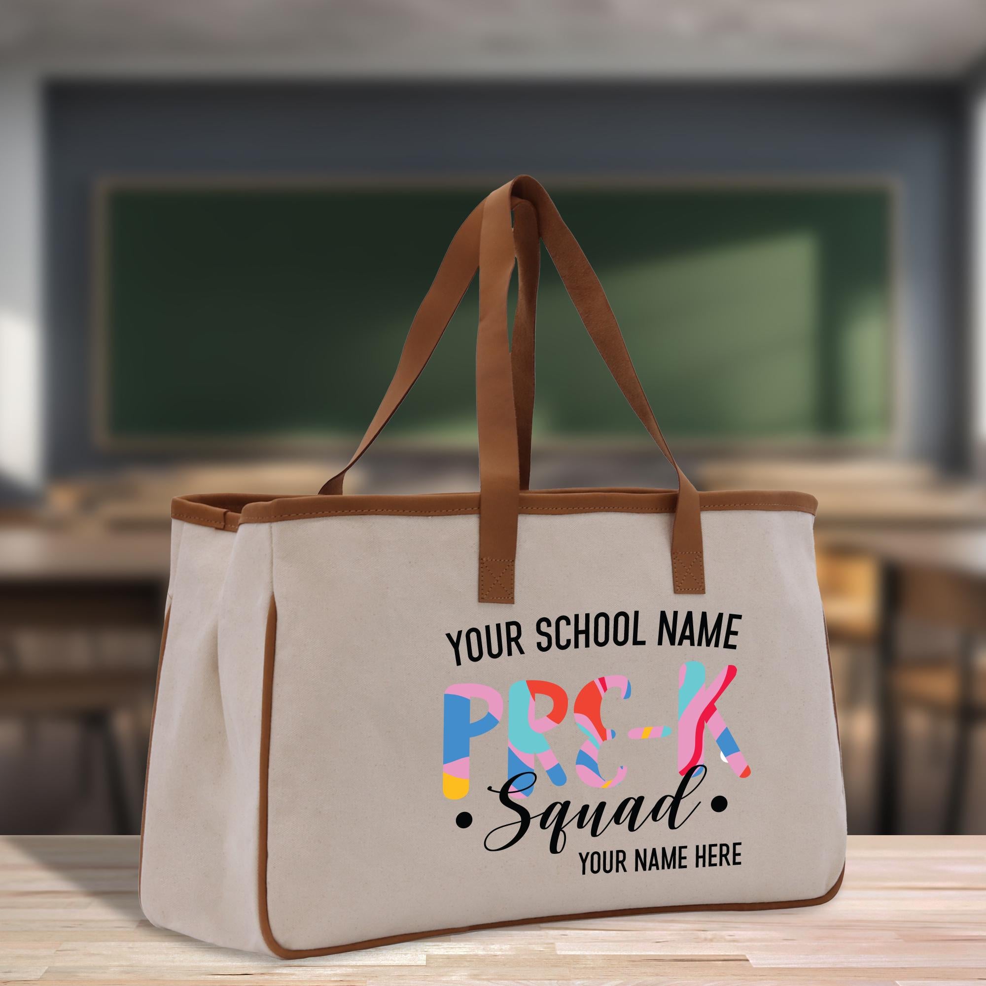 a canvas bag with a name on it