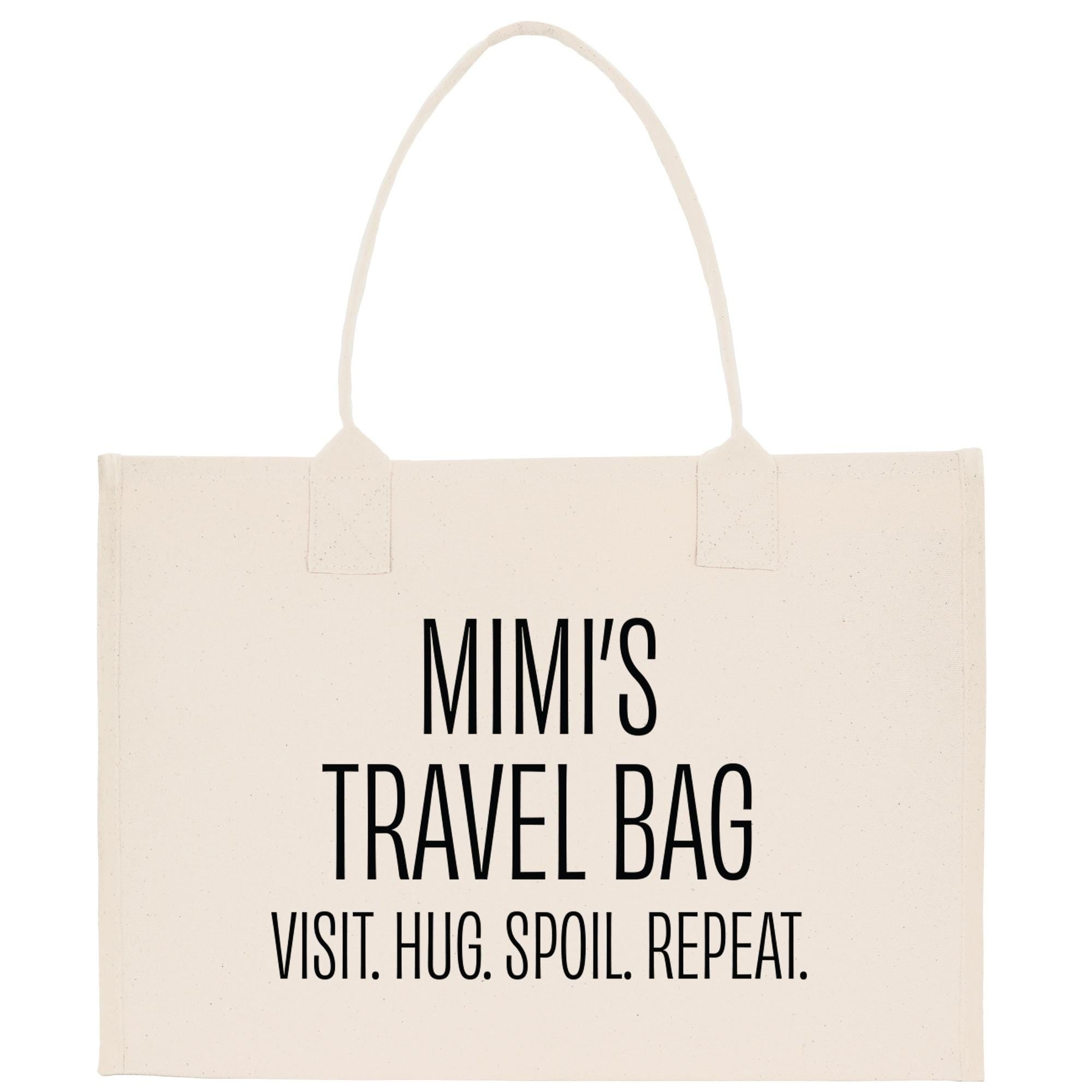 a white bag with the words mmmm&#39;s travel bag on it