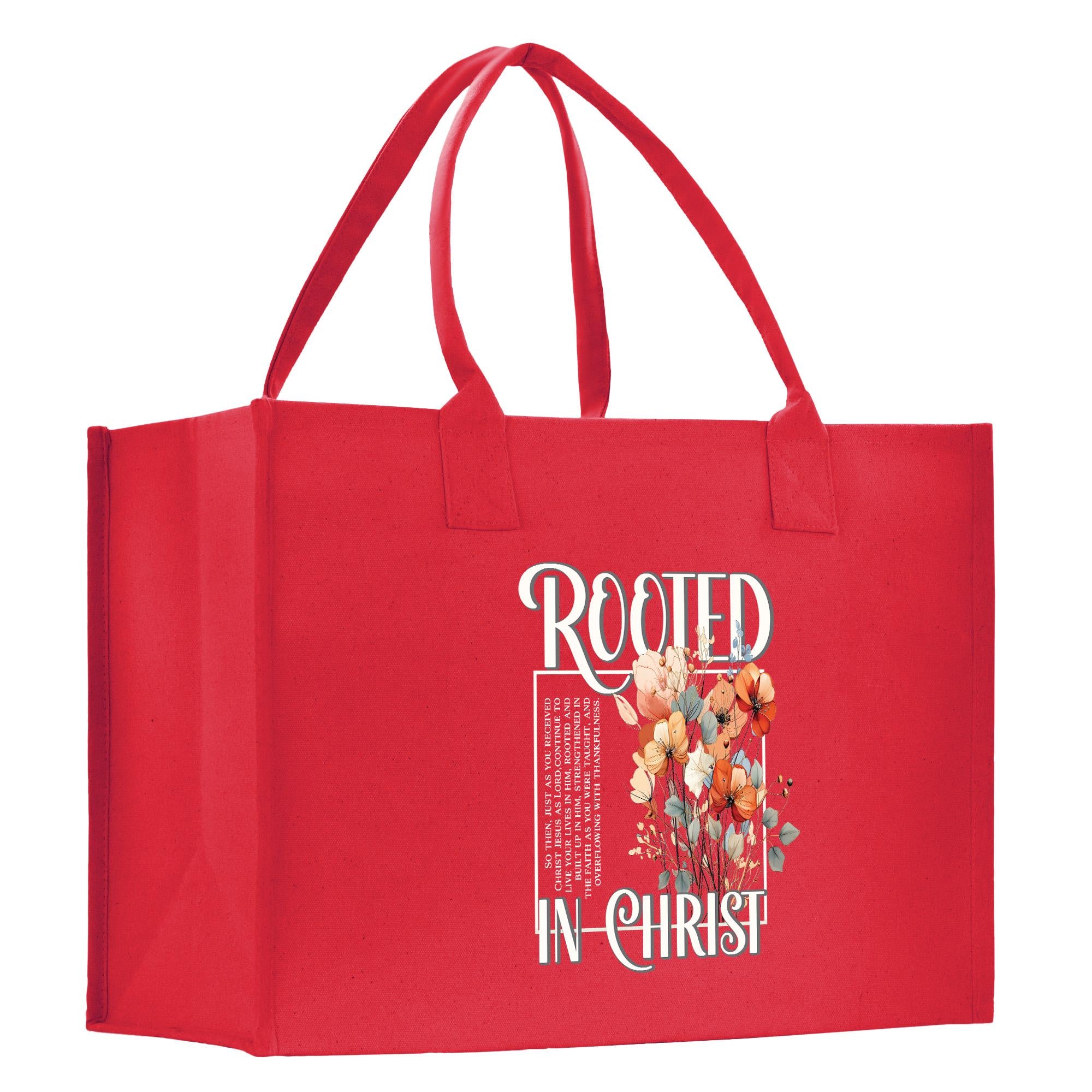 a red bag with a picture of flowers on it